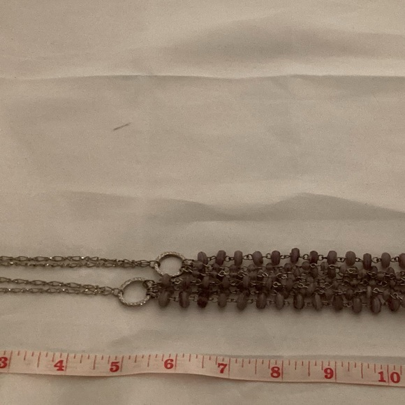 Long multiple rows metallic and beads necklace - Picture 5 of 5